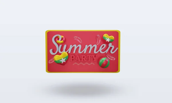 Summer Party Day Love Myanmar Flag Rendering Front View — стокове фото