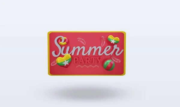 Summer Party Day Love Myanmar Flag Rendering Front View — Stock Photo, Image