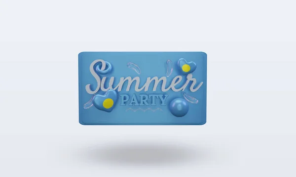 Summer Party Day Love Palau Flag Rendering Front View — Stock Photo, Image