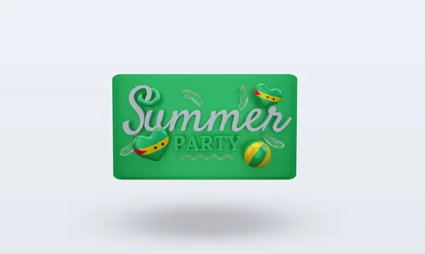 Summer Party Day Love Sao Tome Principe Flag Rendering Front — Stock Photo, Image