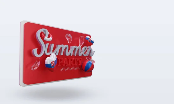 Summer Party Day Love Slovakia Flag Rendering Left View — Stock Photo, Image