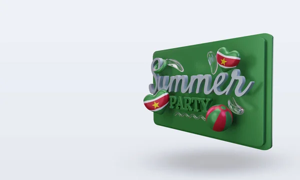 Summer Party Day Love Suriname Flag Rendering Right View — стокове фото