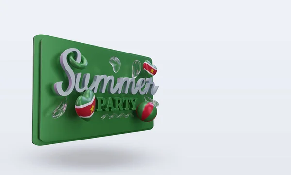 Summer Party Day Love Suriname Flag Rendering Left View — Foto de Stock