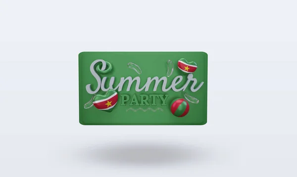 Summer Party Day Love Suriname Flag Rendering Front View — Foto Stock