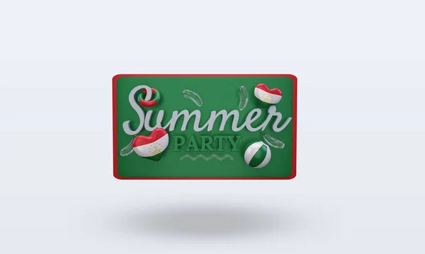 Summer Party Day Love Tajikistan Flag Rendering Front View — Stok fotoğraf