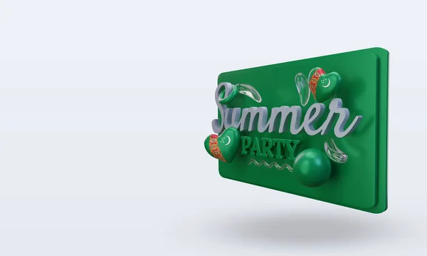 Summer Party Day Love Turkmenistan Flag Rendering Right View — Stok fotoğraf