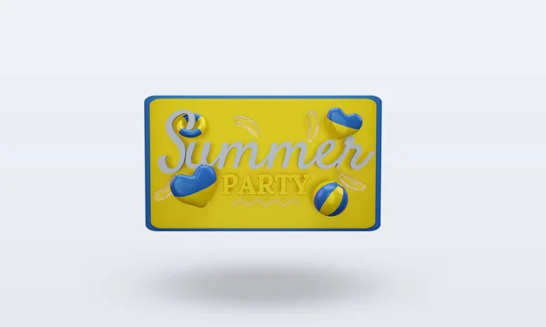 Summer Party Day Love Ukraine Flag Rendering Front View — стоковое фото