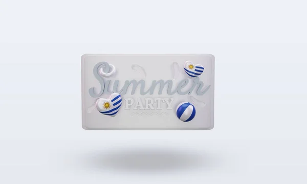 Summer Party Day Love Uruguay Flag Rendering Front View — Stok fotoğraf