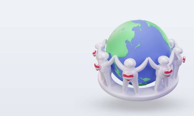 3d World population day people Austria flag rendering right view