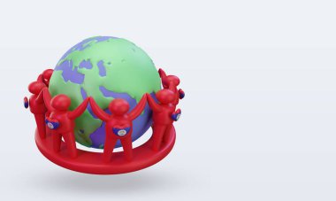 3d Dünya Nüfus Günü İnsanlar bayrağın sol görünümünü Belize ediyor