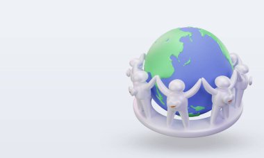 3d World population day people Cyprus flag rendering right view