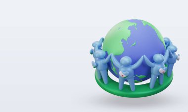 3d World population day people Djibouti flag rendering right view