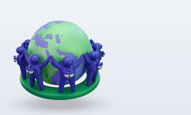 3d Dünya Nüfus Günü insanları Lesotho bayrağı sol görüşü yansıtıyor