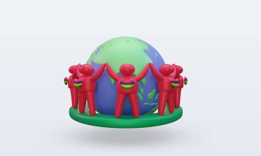 3d Dünya Nüfus Günü Halkı Mauritius bayrağı ön görünüm oluşturuyor