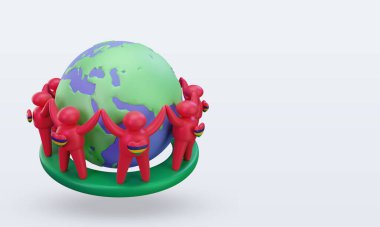 3d Dünya Nüfus Günü Halkı Mauritius bayrağı sol görüşü yansıtıyor