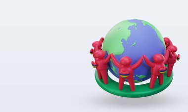 3d Dünya nüfus günü Mauritius bayrakları doğru görünüm veriyor