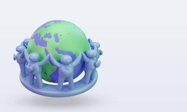 3d Dünya Nüfusu Gündüz İnsanları Mikronezya bayrağı sol görüşü yansıtıyor