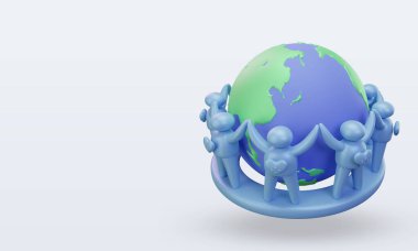 3d World population day people Micronesia flag rendering right view