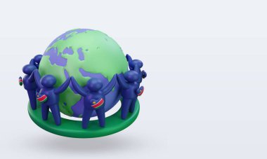 3d Dünya nüfus günü Namibya bayrağı sol görüşü yansıtıyor