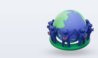 3d Dünya nüfus günü Namibya bayrakları doğru görünüm veriyor
