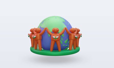 3d Dünya Nüfus Gündüz İnsanları Nijer bayrağı cephe görüntüsü veriyor