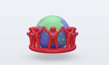 3d Dünya Nüfusu Gündüz Halkı Norveç bayrağı cephe görüntüsü veriyor