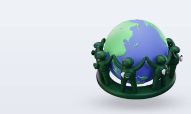 3d World population day people Pakistan flag rendering right view