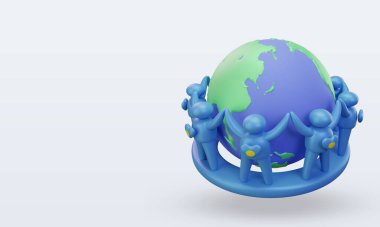 3d World population day people Palau flag rendering right view