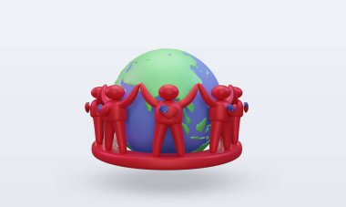 3d Dünya Nüfusu Gündüz İnsanları Samoa bayrağı ön görünüm oluşturuyor