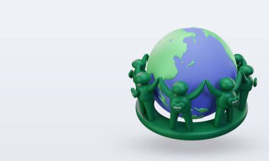 3d World population day people Saudi Arabia flag rendering right view