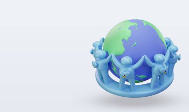 3d World population day people St Lucia flag rendering right view