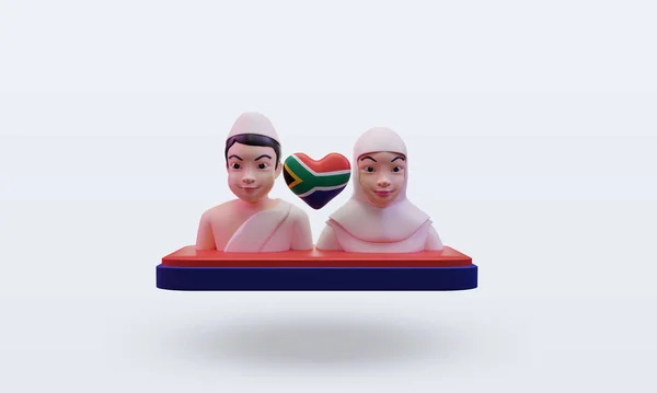 Hajj Love Sudafrica Bandiera Rendering Vista Frontale — Foto Stock