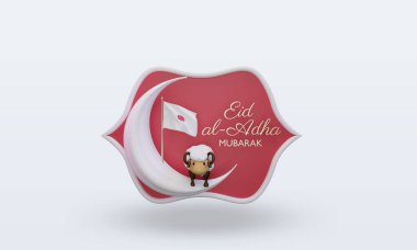 3D Kurban Bayramı Japonya bayrağı ön görünüm oluşturuyor