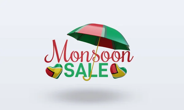 Monsun Verkauf Guyana Flagge Rendering Frontansicht — Stockfoto