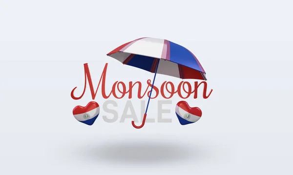 3d monsoon sale Paraguay flag rendering front view