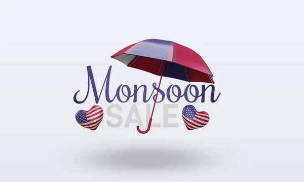 3d monsoon sale America flag rendering front view