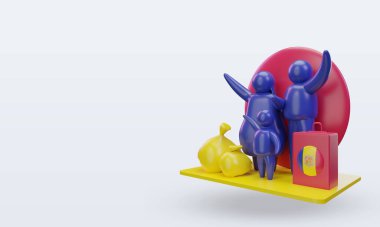 3D Dünya Mülteci Günü Andorra bayrağı doğru görünüm veriyor