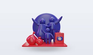 3D Dünya Mülteci Günü Belize bayrağı cephe görüntüsü