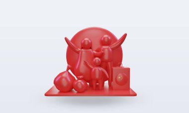 3D Dünya Mülteci Günü Çin bayrağı cephe manzarası