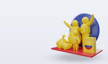 3D Dünya Mülteci Günü Kolombiya bayrağı doğru görünüm veriyor