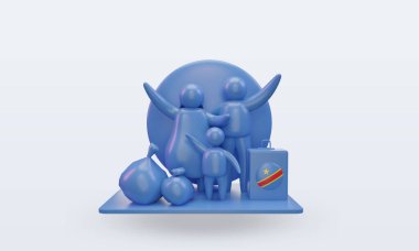 3D Dünya Mülteci Günü Demokratik Kongo bayrağı