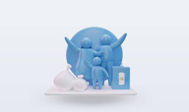 3D Dünya Mülteci Günü Guatemala bayrağı cephe görüntüsü veriyor