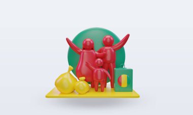 3D Dünya Mülteci Günü Gine Bissau bayrağı cephe manzarası