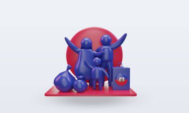 3D Dünya Mülteci Günü Haiti bayrağı cephe görüntüsü veriyor