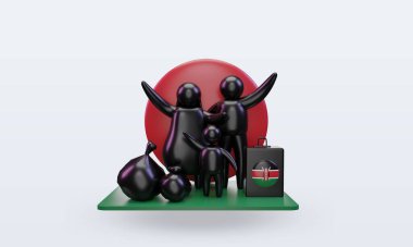 3D Dünya Mülteci Günü Kenya bayrağı cephe görüntüsü