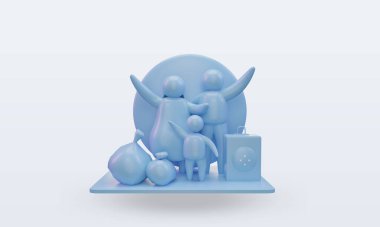 3D Dünya Mülteci Günü Mikronezya bayrağı cephe görüntüsü veriyor