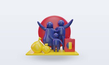 3D dünya mülteci günü Romanya bayrağı ön plana çıkıyor