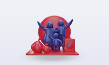 3D Dünya Mülteci Günü Samoa bayrağı cephe görüntüsü