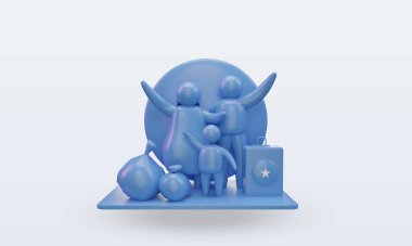 3D Dünya Mülteci Günü Somali bayrağı cephe görüntüsü veriyor