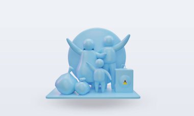 3D Dünya Mülteci Günü St Lucia bayrağı cephe manzarası